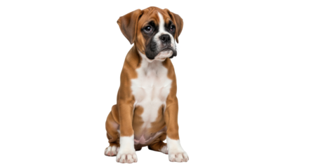 Isolated Boxer Puppy Sitting