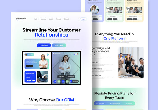 Modern CRM And Sales Platform Landing Page Template
