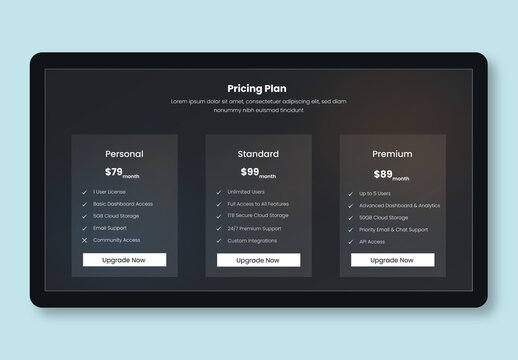 Pricing Plan Web UI Design Layout