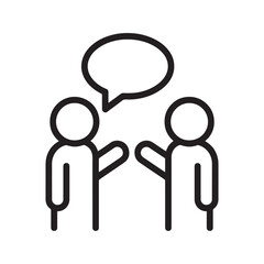 Conversation Icon. Two People Talking with a Speech Bubble. Simple Outline for Communication, Dialogue, and Meeting