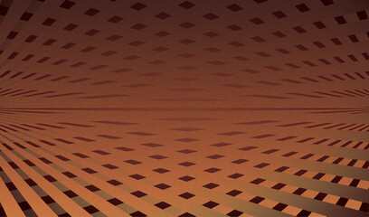 Abstract perspective grid tunnel geometric design in brown color