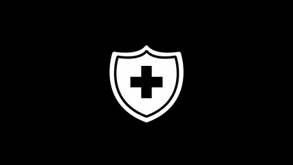 Medical Protection sign shield with padlock icon. security concept logotype icon illustration background.