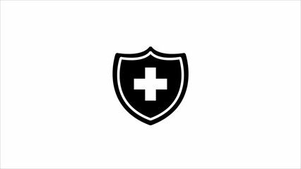 Medical Protection sign shield with padlock icon. security concept logotype icon illustration background.