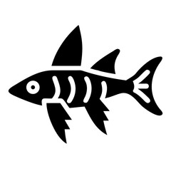 Stylized fish skeleton in solid black on a white background