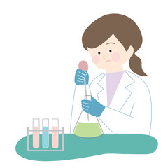 研究室で実験する女性