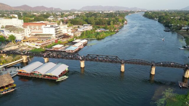 Bridge over the River Kwai in Kanchanaburi, Thailand &ndash; Aerial View