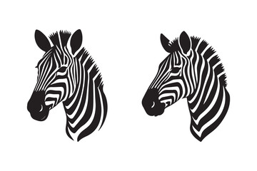 Zebra head icon silhouette with white background