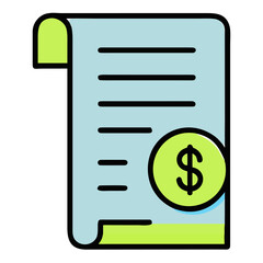 Invoice with dollar sign, representing financial transaction, payment, and business accounting isolated on white background