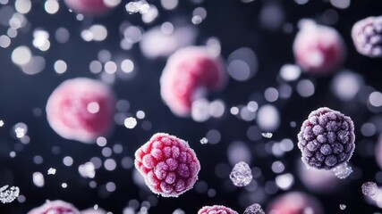 Frozen Berries Falling: Artistic Slow Motion with Bokeh Effect - Powered by Adobe