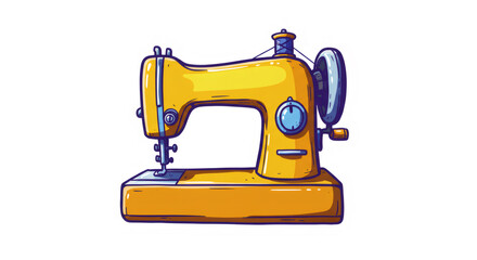 Yellow Pixel Art Sewing Machine Illustration