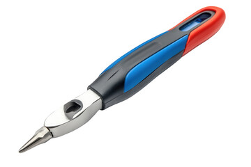 Ergonomic multi tool pliers with blue and red accents isolated on transparent background