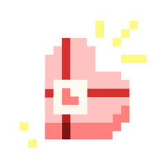 Fototapeta premium Pixel Art Heart-Shaped Gift Box 