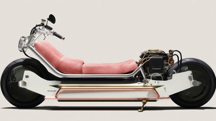 Futuristic electric motorcycle showcase urban setting digital art minimalist environment side view innovative design concept