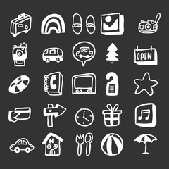 Universal hand drawn set of icons