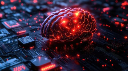 Neural implant interface showing memory expansion modules, signal transfer overlays, and AI cognitive enhancement parameters in real-time simulation