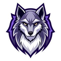 Fototapeta premium Fierce wolf mascot logo with purple outline
