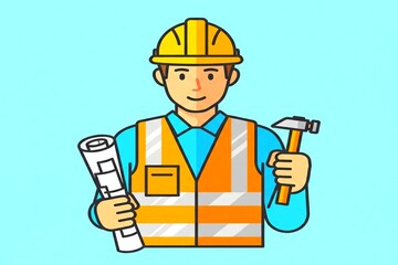 Fototapeta premium worker construction with hammer