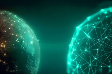 Glowing Digital Earth Sphere Shaped by Connection, Innovation and Future Technology

