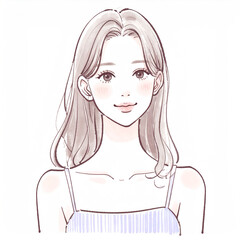 Watercolor Hand-painted Woman Illustration - 柔らかく繊細な女性イラスト素材