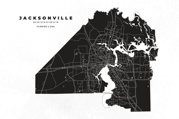 Jacksonville, Florida map vector poster flyer	