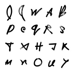 Hand-drawn Alphabet Set Scribbled Letters on Transparent Background