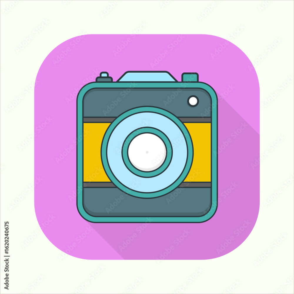 Poster illustration of a camera icon. icon related to design elements. suitable for web site, app, user int