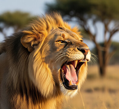 the lion roars