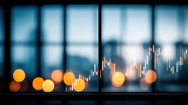 Stock market trends analysis urban office digital graphs modern workspace close-up view financial insights - Powered by Adobe