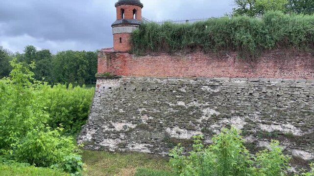 Сorner of bastion with tower of medieval Dubno Castle, Ukraine