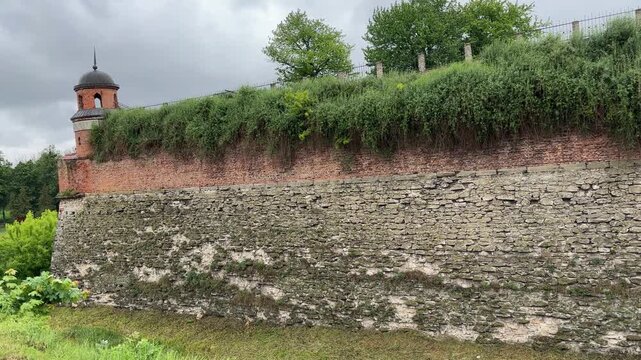 Bastion wall and moat of medieval Dubno Castle, Ukraine