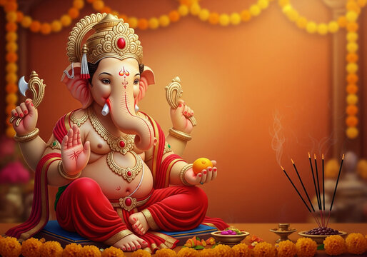 illustration of Lord Ganpati background for Ganesh Chaturthi festival poster design
