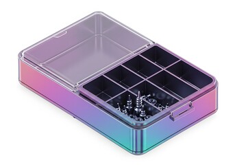 Organizer box with open sections, filled with tools, showing neat arrangement and the utility of compartmentalization. 