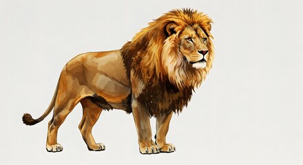 Watercolor Painting of a Majestic Lion