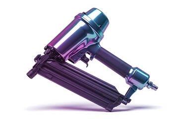 Powerful air nailer, a construction tool, exhibiting craftsmanship with an impactful close-up shot. 