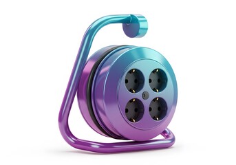 Modern Extension Reel in Gradient Colors, Creative concept for electrical power and connectivity, modern and technological product.
