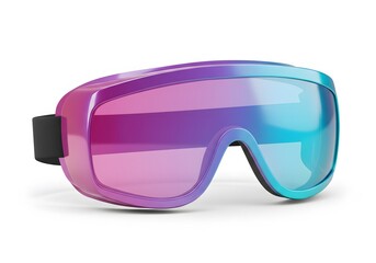 Ski goggles with colorful reflective lens in an isolated perspective, embodying a blend of fashion and utility in recreational winter sport