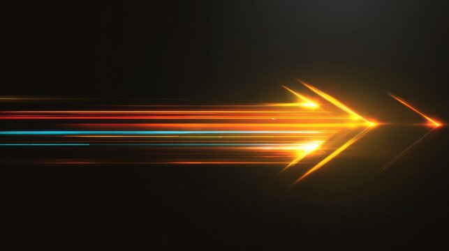Glowing arrows moving at high speed on digital abstract background, symbolizing fast data transfer, modern technology, innovation, dynamic motion, and futuristic concept - Powered by Adobe