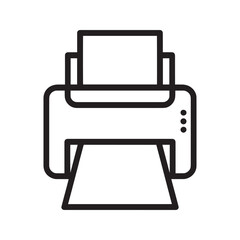 Printer Icon Outline. Line art illustration of office equipment for printing documents. Simple vector graphic