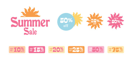 Summer sale isolated graphics. Summer sale sign, button. vector illustartion, vintage retro style .

