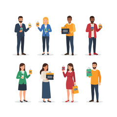 Fototapeta premium Diverse Shoppers with Brand Bags