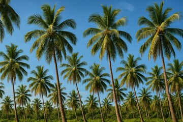 Fototapeta premium Tropical palm trees under sky
