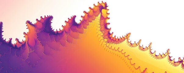 Obraz premium Abstract fractal art; orange, purple wave; white background; design, website