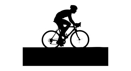 Obraz premium Vector art of silhouette of a cyclist riding a bicycle on a road, isolated on transparent background