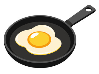 Realistic Sunny Side Up Egg in Black Pan Artwork