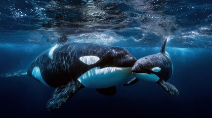orcas leaping from the ocean