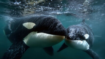 orcas leaping from the ocean