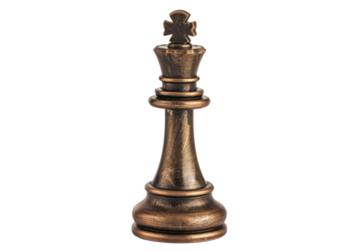 bronze chess pieces king or queen figur isolated on white or transparent png