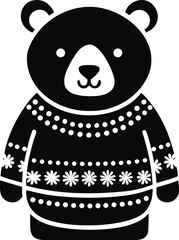 Adorable polar bear in a festive christmas sweater isolated on white background isolated on transparent background