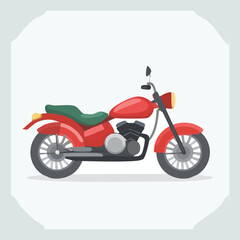 Obraz premium Simple Red Motorcycle Flat Design Icon - AI Generated