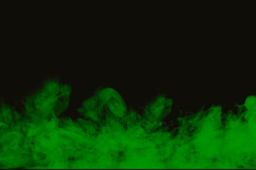 Abstract green smoke swirling on black background